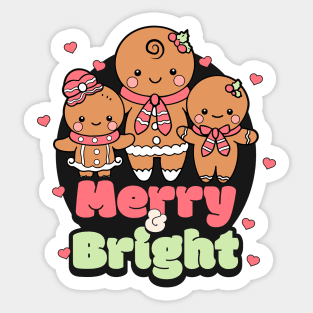 Retro Merry & Bright Gingerbread Man Sticker
